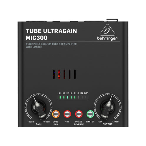 Behringer MIC300 Audiophile Vacuum Tube Preamplifier with Limiter, EU Plug