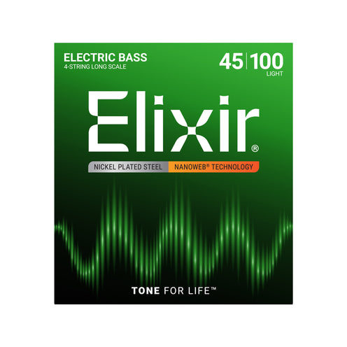 Elixir 14052 Nanoweb Light Long Scale 4-String Electric Bass Strings 45-100