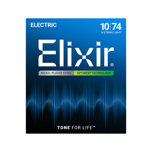 Elixir 19062 Nickel Plated Steel with OPTWEB coating 8-strings Electric Guitar Strings 10-74