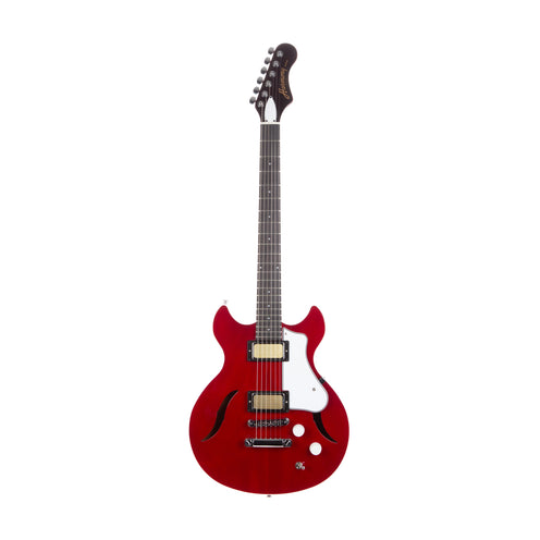 กีตาร์ไฟฟ้า Harmony Standard Series Comet พร้อมเคส, ฟิงเกอร์บอร์ด RW, สีแดงใส