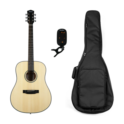 Harmony Foundation Series Terra ST Dreadnought Acoustic Guitar, Natural Satin Bundle
