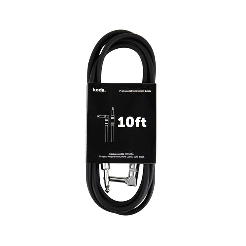 koda essential KIC10RA Straight-Angled Instrument Cable, 10ft, Black