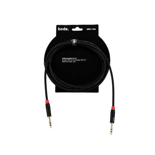 koda essential KBC10 Straight TRS 1/4 inch to Straight TRS 1/4 inch Balanced Cable, 10ft