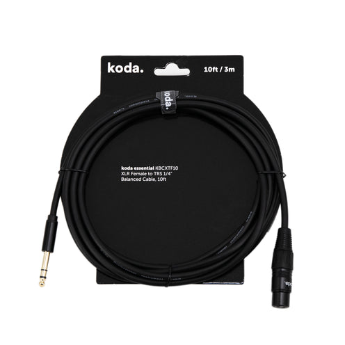 koda essential KBCXTF10 XLR Female to TRS 1/4 inch Balanced Cable, 10ft